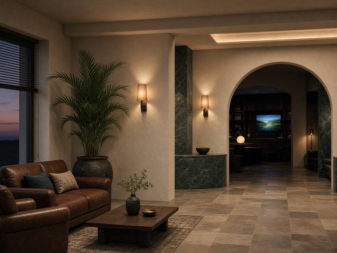 Lobby de hotel con acceso a zona de ocio, sin personas